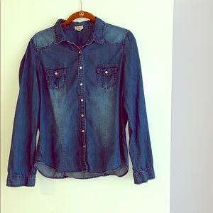 Soft denim button down shirt